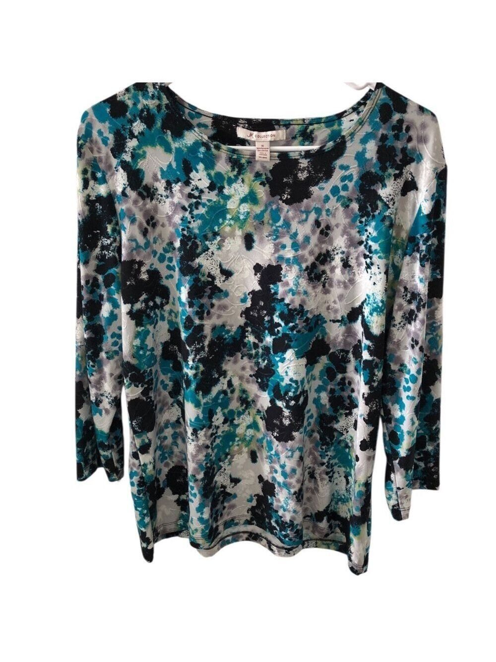 Size Medium JM Collection Abstract Floral Splatter Print Artsy Watercolor Artsy